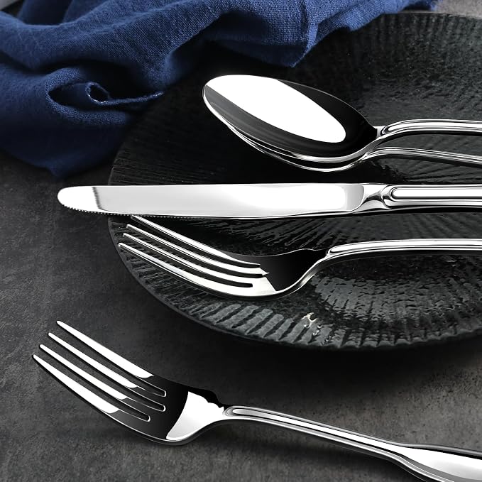 Silverware Set for 8, 40 Piece Utensils Stainless Steel Flatware Set | Boston - Image 5