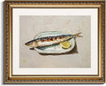 InSimSea Gold Framed Wall Art, Roasted Sardine Lemon Vintage Kitchen Wall Decor, Still Life Canvas Print Art, Dining Room Farmhouse Decor, Antique Paintings with Picture Frame 13x16inch