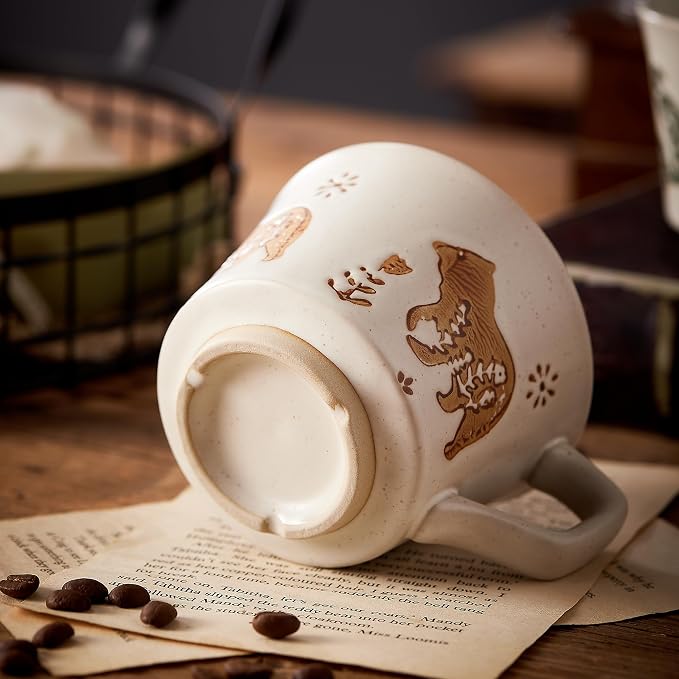 12oz Vintage Ceramic Coffee Mug Set of 4 - Image 5