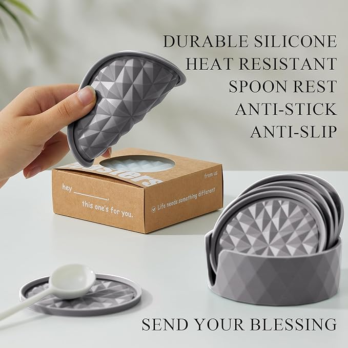 Silicone Coasters for Drinks[6 Pack]- Cup Mat with Holder for Tabletop Protection-Non-Slip, Non-Stick, Coffee Table Decor, Great Gift for Any Occasion, Dark Grey