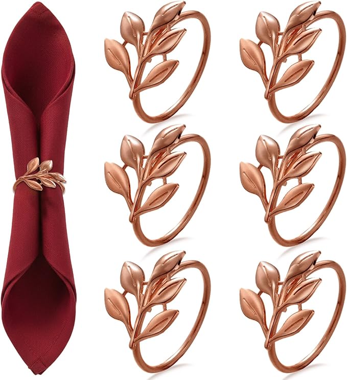 WILLBOND Leaf Napkin Rings Holders Fall Party Napkin Rings by Willbond+Technology+Limited