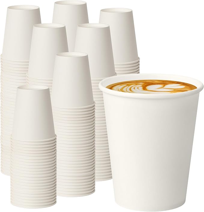 8 oz White Paper Coffee Cups, Disposable Hot Cups by PACKINNO