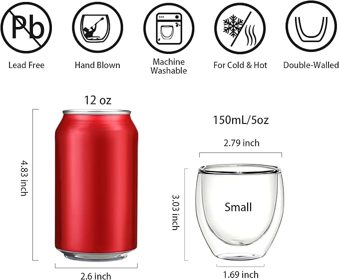 Double Walled Espresso Cups, 5oz Clear Expresso Mugs, Small Insulated Espresso - Image 2