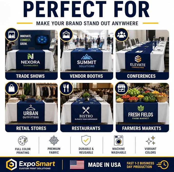 Custom Table Runner with Business Logo Ships Next Day, Made in USA - Image 3