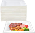 ECOLipak 150 Pieces Compostable Square Paper Plates, 10 inch Disposable Plates Square, Eco-friendly Biodegradable Sugarcane Bagasse Plates for Party Dinner Birthday