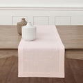 Solino Home 100% Pure Linen Dining Table Runner Pink Hemstitch, 14 x 108 in | by SolinoHome