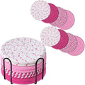 Drink Coasters 8 Pack with Holder, 4-Color Cotton Woven Absorbent Coasters Set by Brillirare