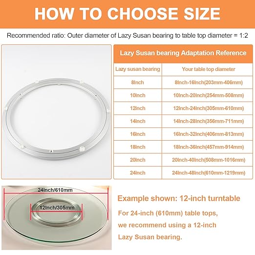 TamBee 12 Inch Lazy Susan Hardware Heavy Duty Metal Rotating Hardware Turntable Bearing Ring 300mm Turntable Lazy Susan Kit Lazy Susan Mechanism Lazy Susan Parts Turntable Bearing Lazy Susan Base Only