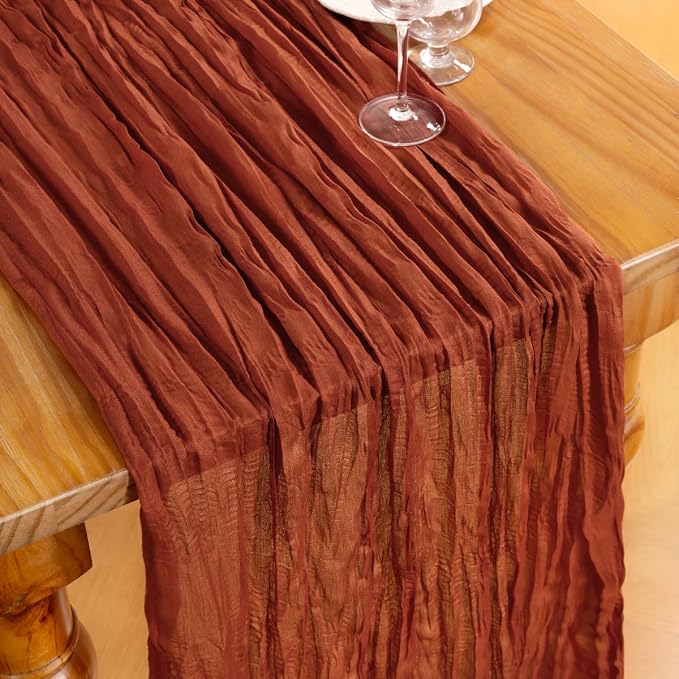 DeZerlor Terracotta Cheesecloth Table Runners 10 Pack Fall Runners | 120Inch - Image 2
