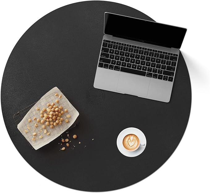 CENNBIE 30/24/20/18 Inches Round Table Mat - Cork Leather Placemats - Suitable as Side Dining Coffee Table Cover (Black)