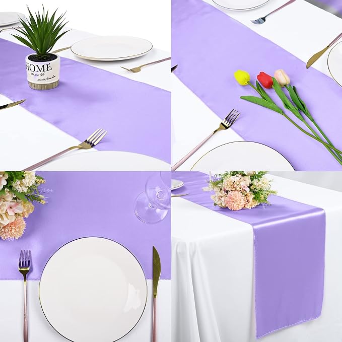 10-Pack Lavender 12 x 108 inches Long Premium Satin Table Runner | Wedding - Image 5