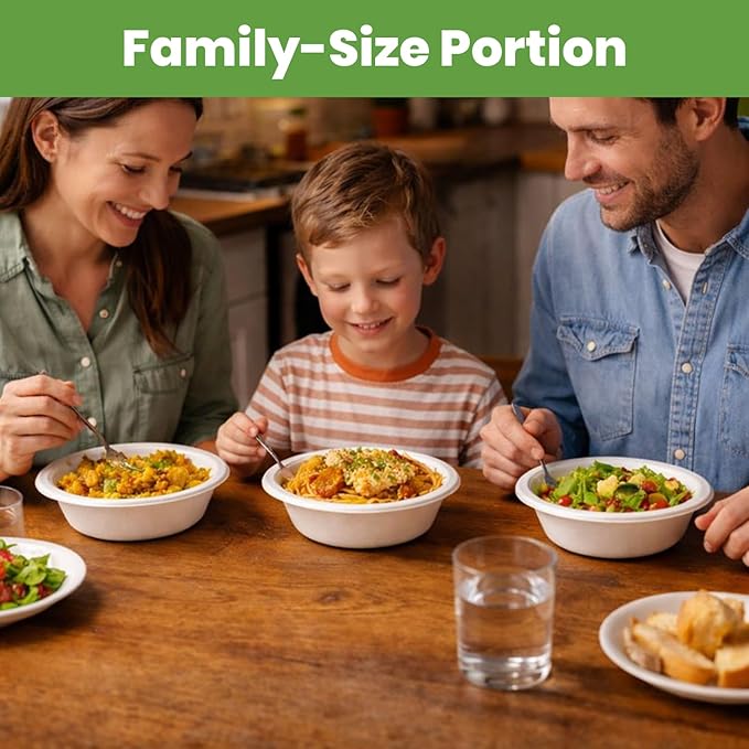 Disposable Paper Bowls (500 Pack 12 oz), Heavy-Duty Compostable, Eco-Friendly, Bagasse Bowl for Soup, Salad, Dessert & More