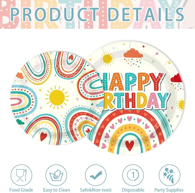 250 Pcs Retro Rainbow Birthday Party Decorations - Image 5