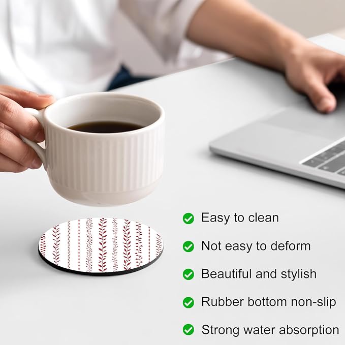 Simple Stripes Coasters Set of 6, Absorbent Coasters - Image 4