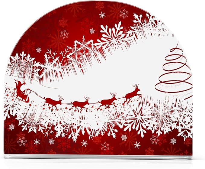 Napkin Holder Red Christmas Crystal Clear Acrylic Napkin Holders,Deer Paper Napkin Holder Dining Table Dispenser for Kitchen Restaurant Home Decor Bar Accessories