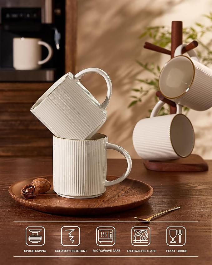 famiware Coffee Mug Set for 8, Star 16 oz Catering Mugs Cup Set - Image 4