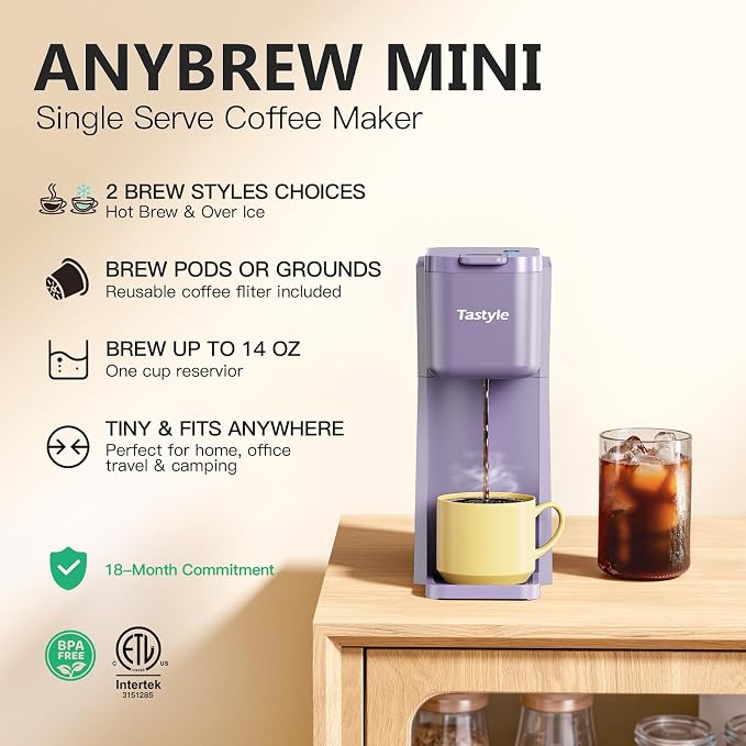 Tastyle Mini Single Serve Hot and Iced Coffee Maker - Image 2