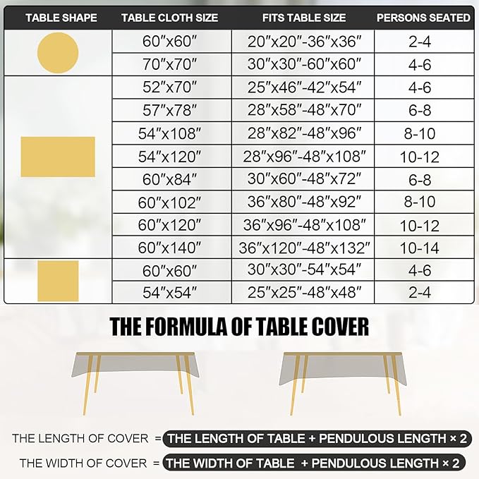 Smiry Rectangle Table Cloth, Waterproof Heavy Duty Vinyl Tablecloths, Wipeable Washable Table Cover for Kitchen and Dining Room (White, 60" X 126")