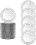 100 Pcs Silver Charger Plates Bulk, 13 Inch Antique Plastic Round Chargers Set, Textured Decorative Dinner Plates for Wedding Party Banquet Event Festival Table Decoration (Silver)