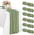 6 Pieces Sage Green 10FT Cheesecloth Table Runner Boho Gauze Fabric Table by JALANCY
