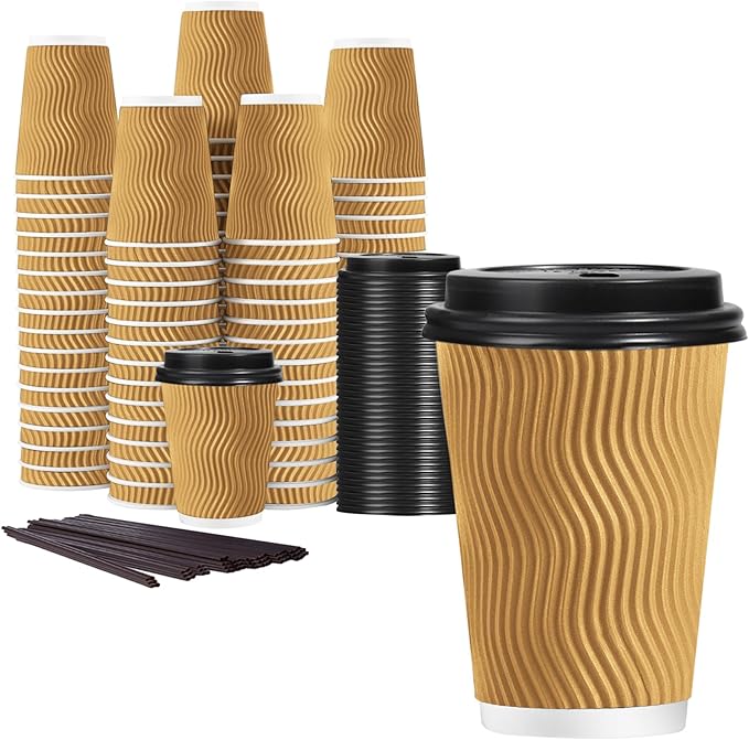 Lamosi 50 Pack 12 oz Disposable Coffee Cups by BuyNow