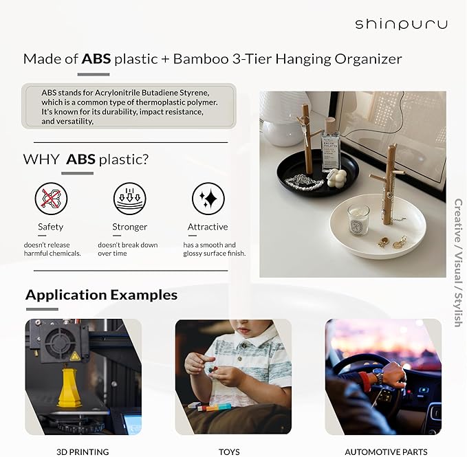 Shinpuru Key Tray & Key Bowl, Jewelry Tray with Wood 3-Tier Hanging Organizer - Multi-Functional Entryway Tray, Perfect for Key Bowl, Ring Holder, Jewelry Dish Organize (Black Oval)