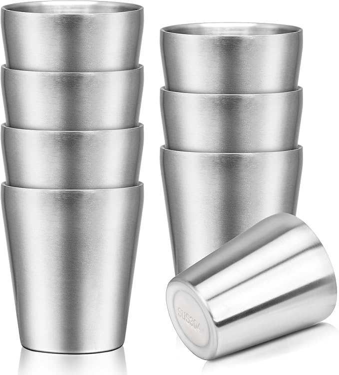 Insulated Stainless Cup, 10 oz Insulated Tumbler, 8 Pack Double Wall by Offiper