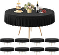 8 Pack Black Spandex Round Tablecloths for 72in Table, Stretchy Fitted 6FT Round Table Cloths, Wrinkle Free Table Cover with Skirt for Wedding Birthday Party Bridal Shower Banquet