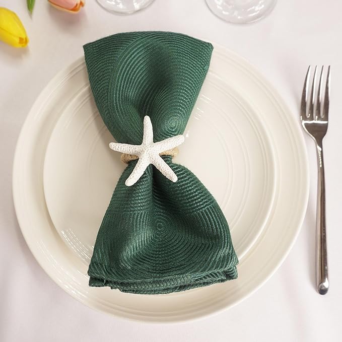 Starfish Napkin Rings Set of 6, White Sea Star Napkin Ring Holders for Crafts, Beach, Dinner Party, Wedding, Theme Party, Banquet, Nautical, Coastal Table Decor