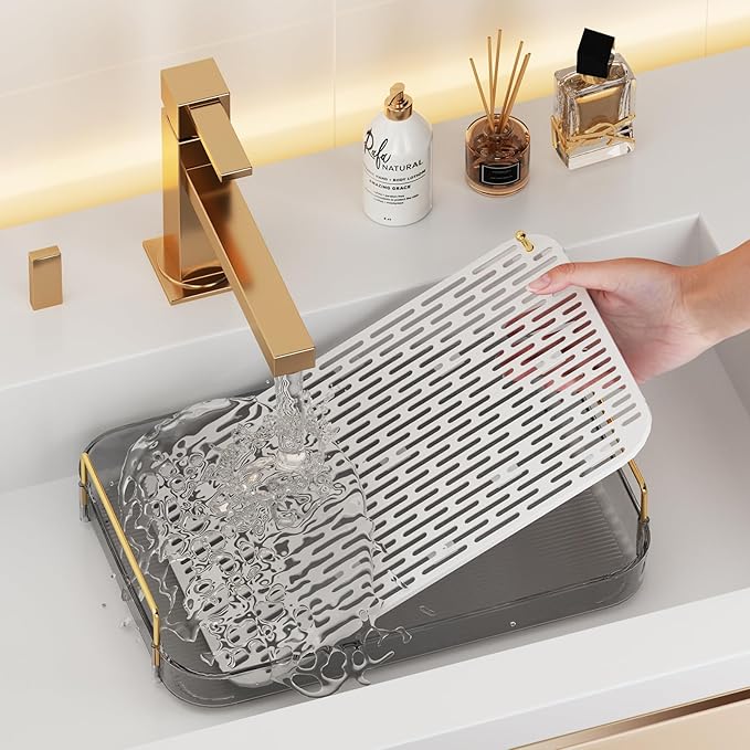 Seoneiro Whiskey Tray, Glass Cup Rack, Mug Holder, Coffee Cup Organizer, Bathroom Countertop with Drain Board Wine Glass Decorative Organizer, Food Tray, Kitchen Spice Rack