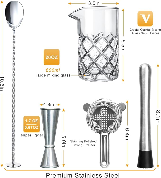 Cocktail Mixing Glass Set, Bar Mixing Set - Image 2