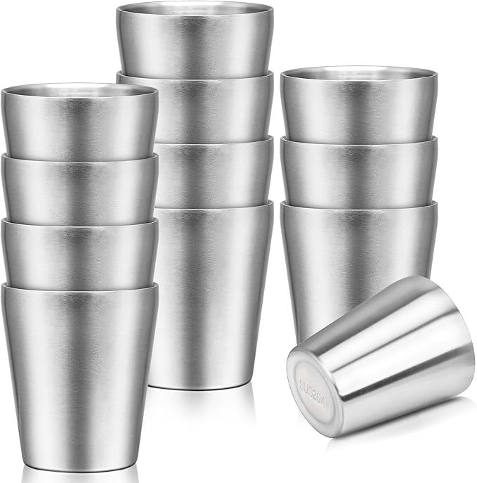 Metal Drinking Cups, 10 oz Insulated Tumbler, 12 Pack Double Wall Unbreakable by Offiper