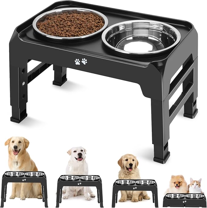 COMESOON Elevated Dog Bowls, 4 Height Adjustable Raised Bowl Stand by COMESOON