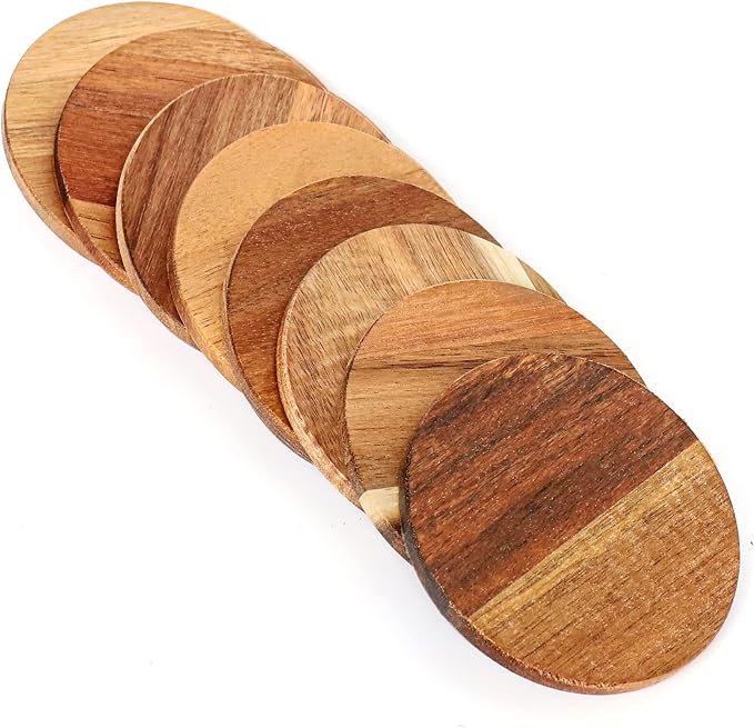 26 Pieces Unfinished Wood Coasters, 4 Inch Round Acacia Wooden Coasters - Image 4