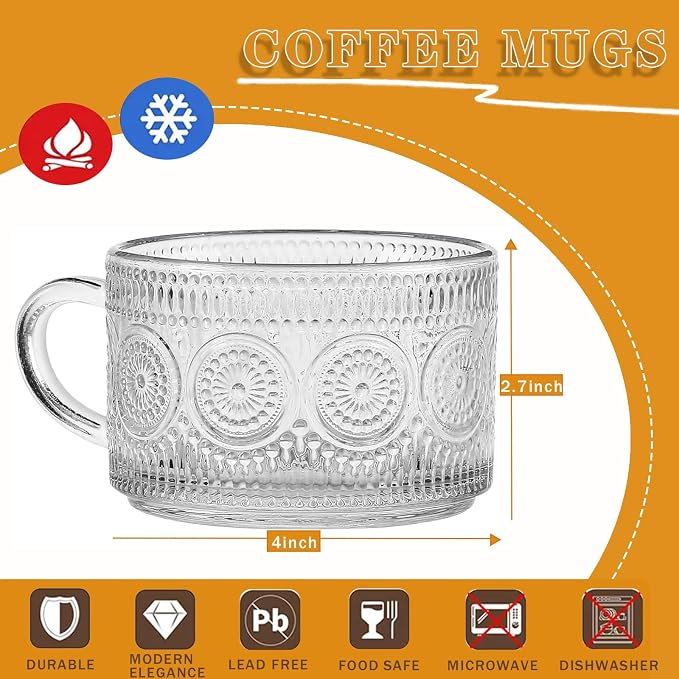 14 Oz Vintage Coffee Mugs Set, Beverages & Oats - Image 7