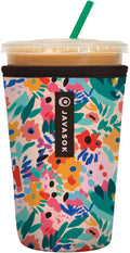 Sok It JavaSok Iced Coffee & Cold Soda Insulated Neoprene Cup Sleeve (Abstract Floral, Medium: 22-28oz)