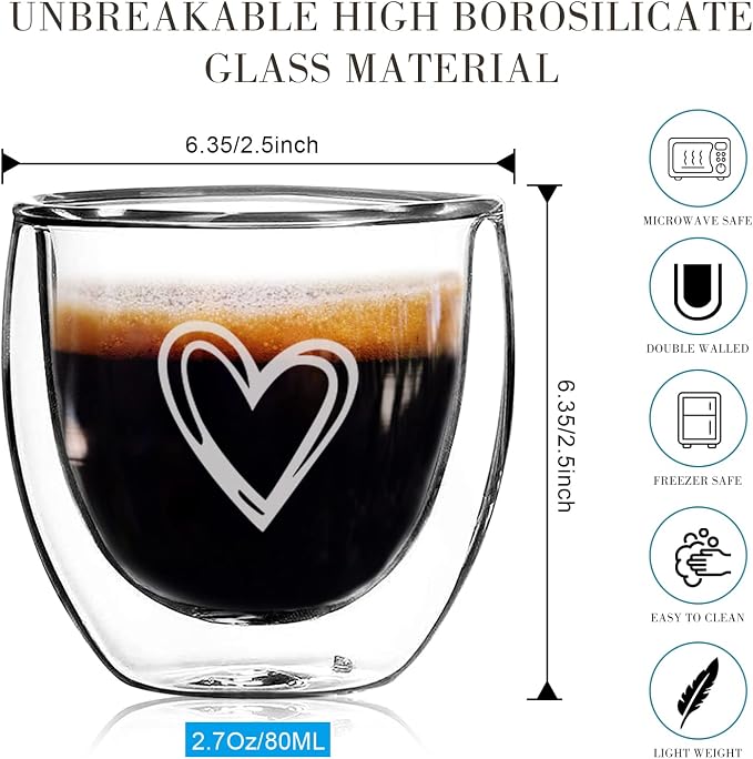 Gute 4Pcs Double Wall Glass Espresso Cups, Heat Resistant, Dishwasher Safe - Image 3