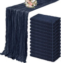 YMHPRIDE 12 Pack Cheesecloth Table Runner 35x120in Navy Blue Table Runner | by YMHPRIDE
