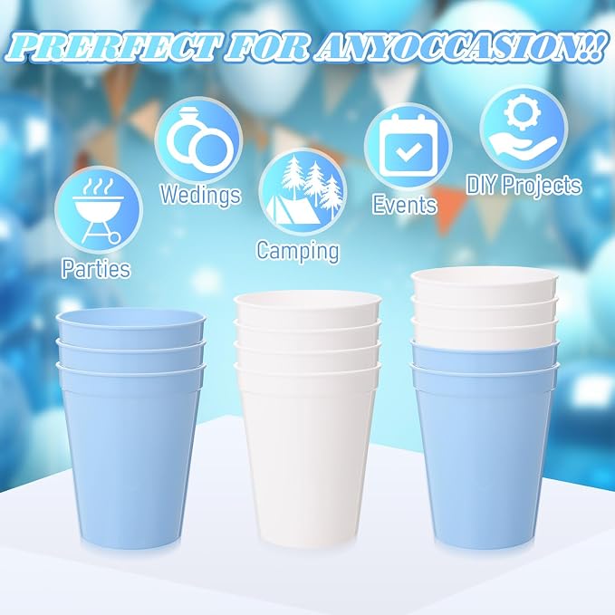 Yungyan 50 Pack 16 oz Stadium Cups Reusable Plastic Cups Blank Drink Stadium - Image 5