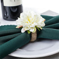 White Floral Napkin Rings Set of 6,Rustic Rose Napkin Rings Flower Dinner Napkin Holder for Table Decoration