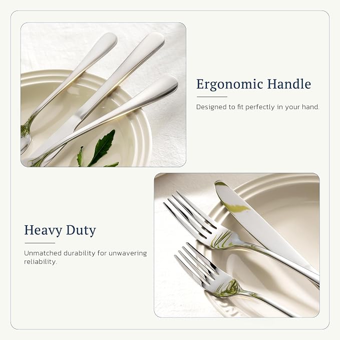 Astercook Silverware Set with Steak Knives 24-Piece Flatware Set - Image 2