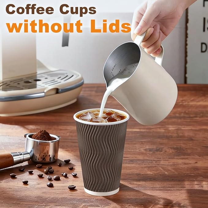 BYSNOW 90 Pack 16 oz Coffee Cups, Insulated Disposable Hot Paper Cups | - Image 4
