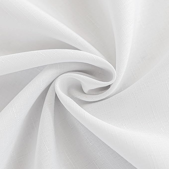White Fabric 60 Inch Round Table Cloth Faux Linen Textured Water Resistant & Wipeable Circle Tablecloth Reusable for Dining Kitchen Patio