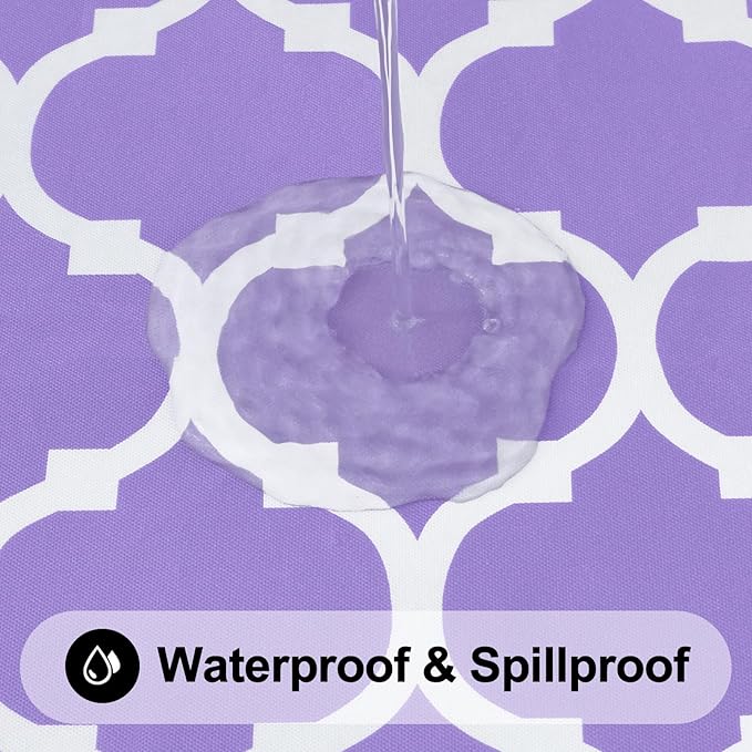 Smiry Rectangle Table Cloth, Waterproof Vinyl Tablecloth with Flannel Backing for Rectangle Tables, Wipeable Spillproof Plastic Tablecloths for Dining, Camping and Indoor (60"x102", Lavender)