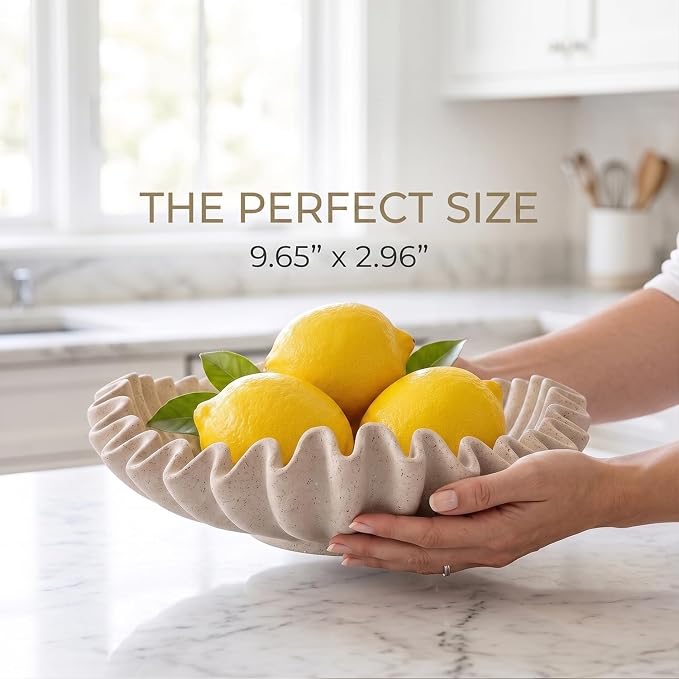 Decorative Bowl for Coffee Table, Modern Handcraft Ruffle Entryway Key Bowl | - Image 2