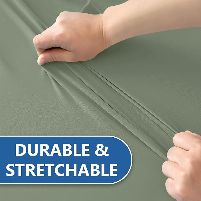 Spandex Table Cloths for 8 Foot Rectangle Tables-6 Pack Fitted Stretch Sage Table Covers-Elastic Folding Tablecloths for Party, Vendor Booth Display, Banquet Buffet Event, Craft Trade Show