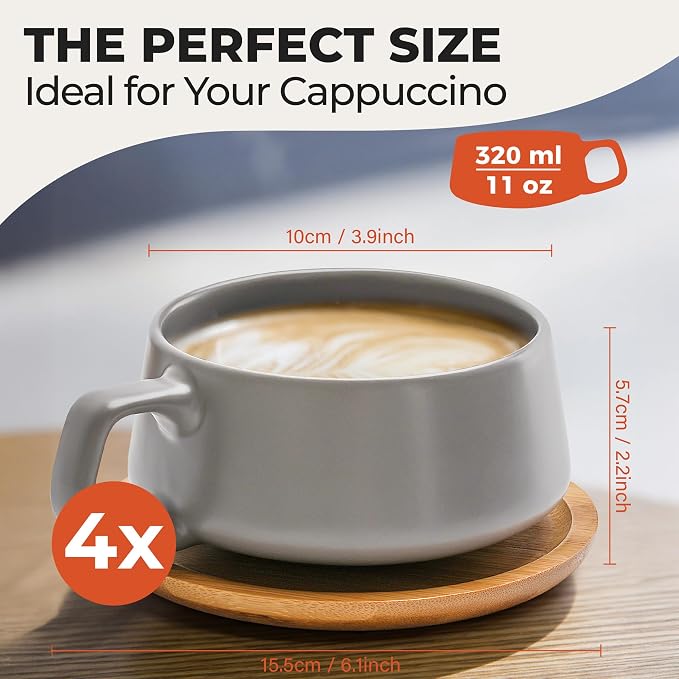 MIAMIO - Cappuccino Cup Set of 4, Ceramic - Luxe | Ceramic cappuccino cups and - Image 6