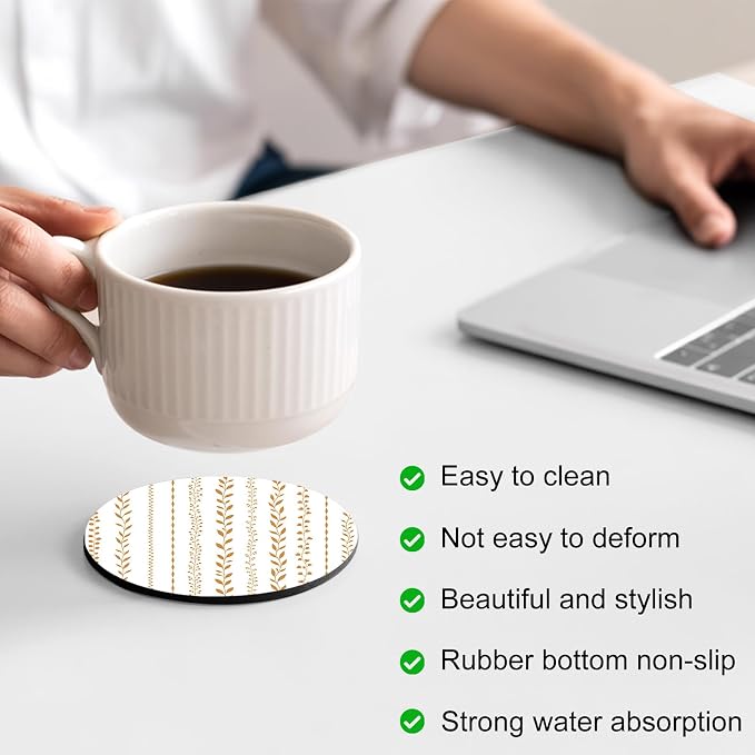 Modern Minimalist Art Coasters Set of 6, Absorbent Coasters - Image 4