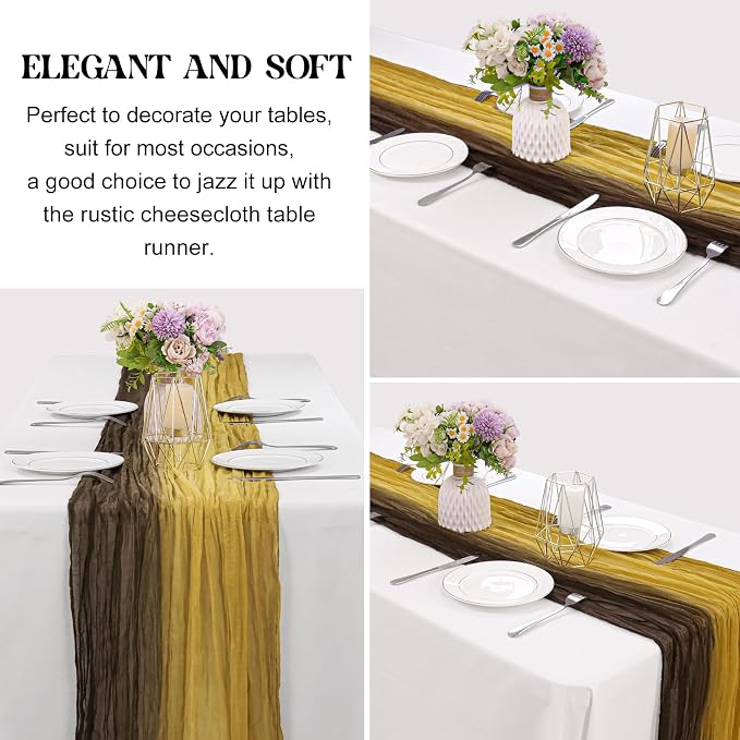 10Ft Cheesecloth Table Runner Boho Gauze Rustic Tie-Dye Long Vintage Romantic - Image 3