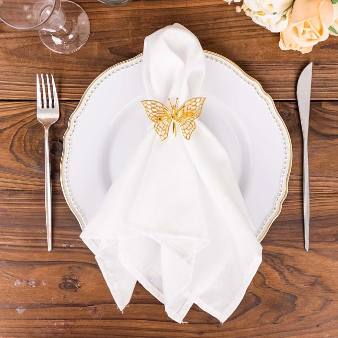 Efavormart 4 Pack | Metallic Gold Laser Cut Butterfly Napkin Rings, Decorative - Image 5